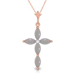 ALARRI 0.69 Carat 14K Solid Rose Gold Necklace Natural Diamond Opal