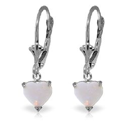 ALARRI 1.3 Carat 14K Solid White Gold Leverback Earrings Natural Opal