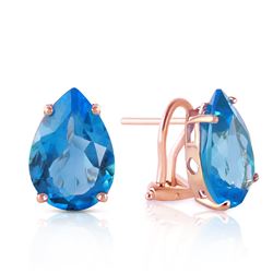 ALARRI 10 Carat 14K Solid Rose Gold Pear Shape Blue Topaz Earrings