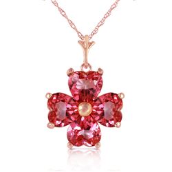 ALARRI 3.8 Carat 14K Solid Rose Gold Heart Cluster Pink Topaz Necklace