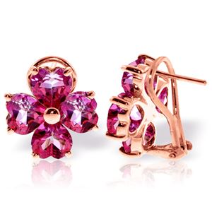ALARRI 7.6 Carat 14K Solid Rose Gold French Clips Earrings Natural Pink Topaz