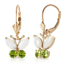 ALARRI 1.39 Carat 14K Solid Gold Butterfly Earrings Opal Peridot