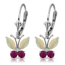 ALARRI 1.39 Carat 14K Solid White Gold Butterfly Earrings Opal Ruby