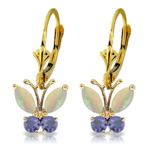 ALARRI 1.39 CTW 14K Solid Gold Butterfly Earrings Opal Tanzanite