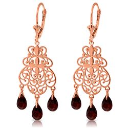 ALARRI 3.75 Carat 14K Solid Rose Gold Filigree Garnet Chandelier Earrings