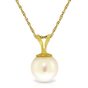 ALARRI 2 Carat 14K Solid Gold Necklace Natural Pearl