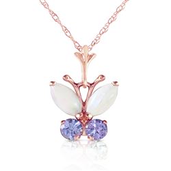 ALARRI 0.7 Carat 14K Solid Rose Gold Butterfly Necklace Opal Tanzanite