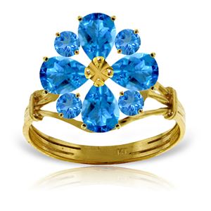 ALARRI 2.43 Carat 14K Solid Gold Love Theme Blue Topaz Ring
