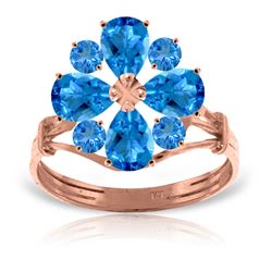 ALARRI 14K Solid Rose Gold Ring w/ Natural Blue Topaz