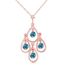 ALARRI 14K Solid Rose Gold Necklace w/ Natural Blue Topaz