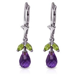 ALARRI 3.4 Carat 14K Solid White Gold Raise Your Voice Amethyst Peridot Earrings