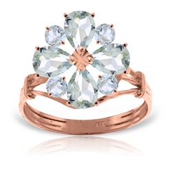 ALARRI 14K Solid Rose Gold Ring w/ Natural Aquamarines