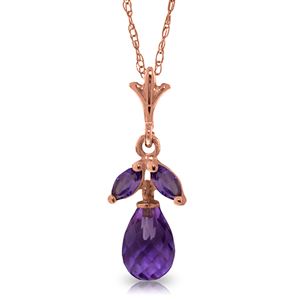 ALARRI 14K Solid Rose Gold Necklace w/ Natural Purple Amethysts