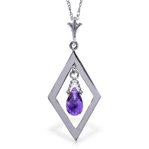 ALARRI 0.7 Carat 14K Solid White Gold Life's Heart Amethyst Necklace