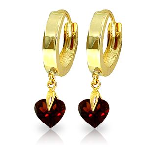 ALARRI 1.5 CTW 14K Solid Gold Hoop Earrings Natural Garnet