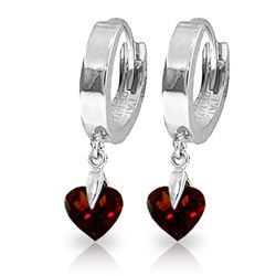 ALARRI 1.5 Carat 14K Solid White Gold Hoop Earrings Natural Garnet