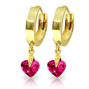 ALARRI 1.5 Carat 14K Solid Gold Hoop Earrings Pink Topaz