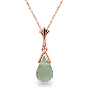 ALARRI 14K Solid Rose Gold Necklace w/ Briolette Green Amethyst