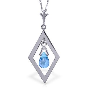 ALARRI 0.7 Carat 14K Solid White Gold Thoughts Blue Topaz Necklace