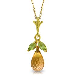 ALARRI 1.7 Carat 14K Solid Gold Acceptance Citrine Peridot Necklace