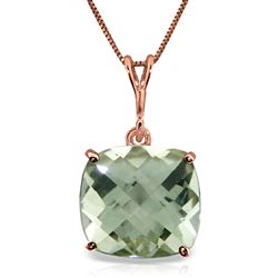 ALARRI 3.6 Carat 14K Solid Rose Gold Necklace Natural Checkerboard Cut Green Amethyst