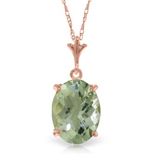 ALARRI 14K Solid Rose Gold Necklace Natural Checkerboard Cut Green Amethyst