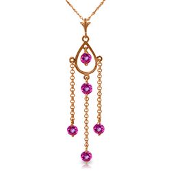 ALARRI 14K Solid Rose Gold Necklace w/ Natural Pink Topaz