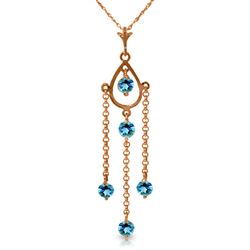 ALARRI 14K Solid Rose Gold Necklace w/ Natural Blue Topaz