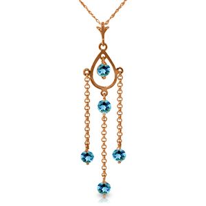 ALARRI 14K Solid Rose Gold Necklace w/ Natural Blue Topaz