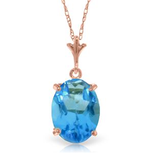 ALARRI 3.12 CTW 14K Solid Rose Gold Solo Oval Blue Topaz Necklace