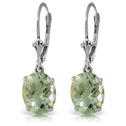 ALARRI 6.25 CTW 14K Solid White Gold Leverback Earrings Checkerboard Cut Green Amethyst