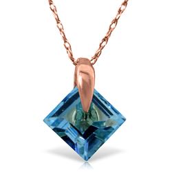ALARRI 14K Solid Rose Gold Necklace w/ Natural Blue Topaz