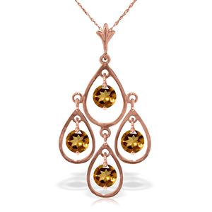 ALARRI 14K Solid Rose Gold Necklace w/ Natural Citrines