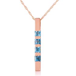 ALARRI 14K Solid Rose Gold Necklace Bar w/ Natural Blue Topaz