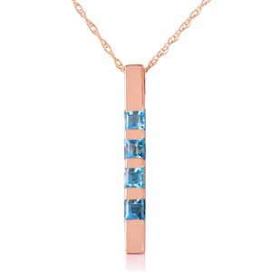 ALARRI 14K Solid Rose Gold Necklace Bar w/ Natural Blue Topaz