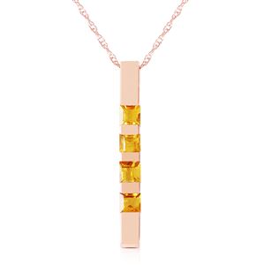 ALARRI 14K Solid Rose Gold Necklace Bar w/ Natural Citrines