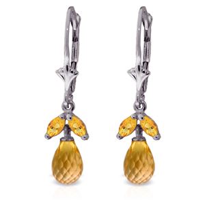 ALARRI 3.4 Carat 14K Solid White Gold Not Crooked Path Citrine Earrings
