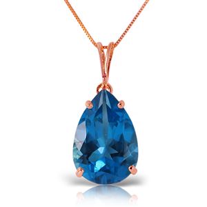 ALARRI 6.5 Carat 14K Solid Rose Gold Teardrop Blue Topaz Necklace