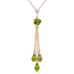 ALARRI 14K Solid Rose Gold Necklace w/ Briolette Peridots