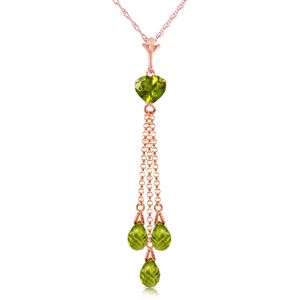 ALARRI 14K Solid Rose Gold Necklace w/ Briolette Peridots