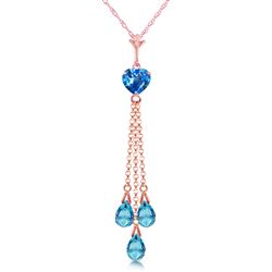 ALARRI 14K Solid Rose Gold Necklace w/ Briolette Blue Topaz