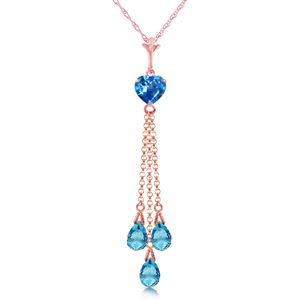 ALARRI 14K Solid Rose Gold Necklace w/ Briolette Blue Topaz