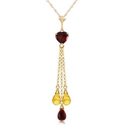 ALARRI 4.75 Carat 14K Solid Gold Necklace Briolette Garnet Citrine