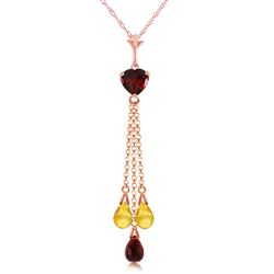 ALARRI 14K Solid Rose Gold Necklace w/ Briolette Garnets & Citrines