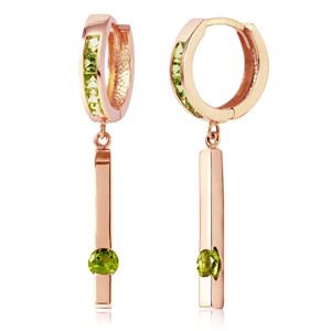 ALARRI 14K Solid Rose Gold Huggie Earrings w/ Dangling Peridots