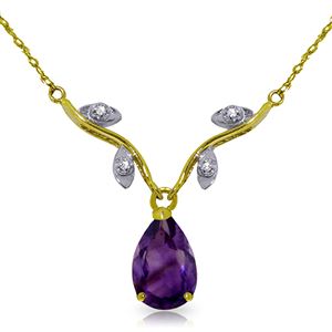 ALARRI 1.52 Carat 14K Solid Gold Crave And Have Amethyst Diamond Necklace