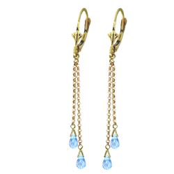 ALARRI 2.5 Carat 14K Solid Gold Wink Blue Topaz Briolette Earrings