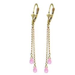 ALARRI 2.5 CTW 14K Solid Gold Chandelier Earrings Briolette Pink Topaz