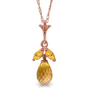ALARRI 14K Solid Rose Gold Necklace w/ Natural Citrines