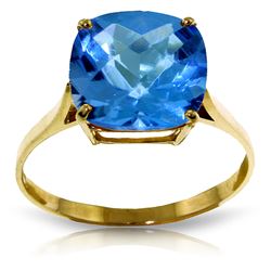 ALARRI 3.6 Carat 14K Solid Gold Ring Natural Checkerboard Cut Blue Topaz